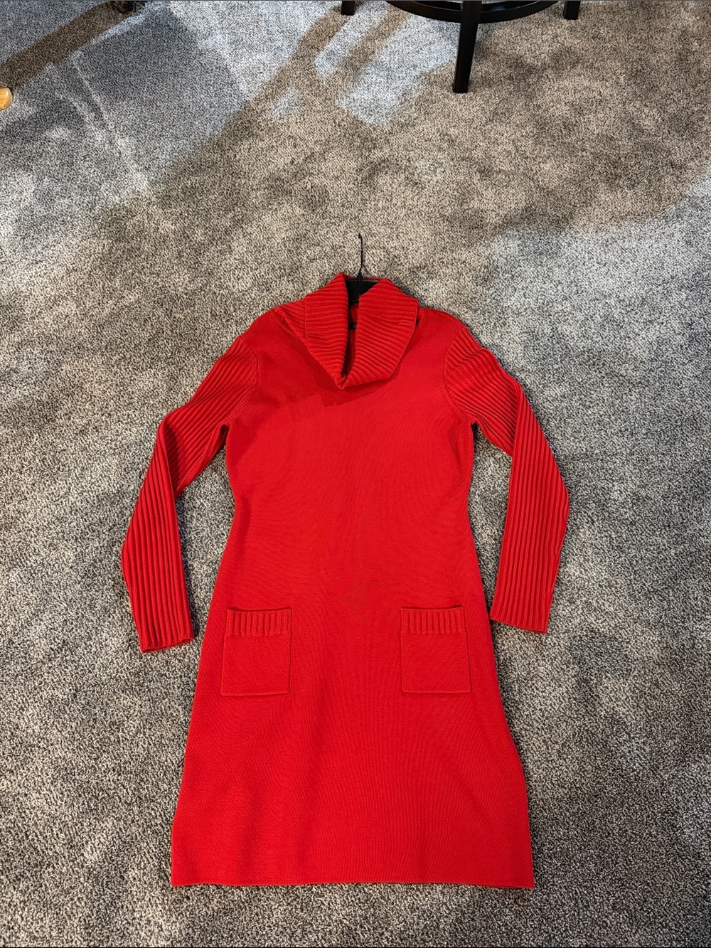 Per Se by Carlisle Red Ribbed Cowl-Neck Sweater Dress